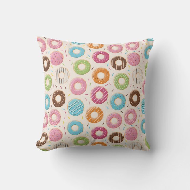 Coloured Doughnuts Pattern Throw Pillow (Front)