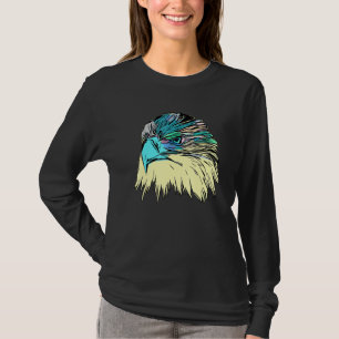 Coloured Eagle imprint american bird animal motif T-Shirt