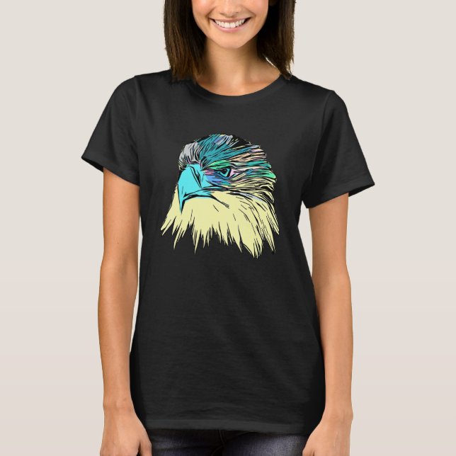Coloured Eagle imprint american bird animal motif  T-Shirt (Front)