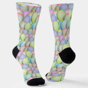 Coloured Easter Eggs Background Socks