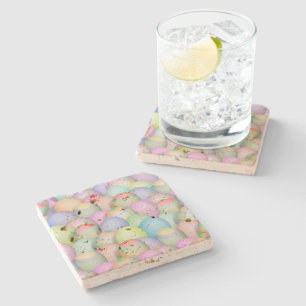 Coloured Easter Eggs Background Stone Coaster