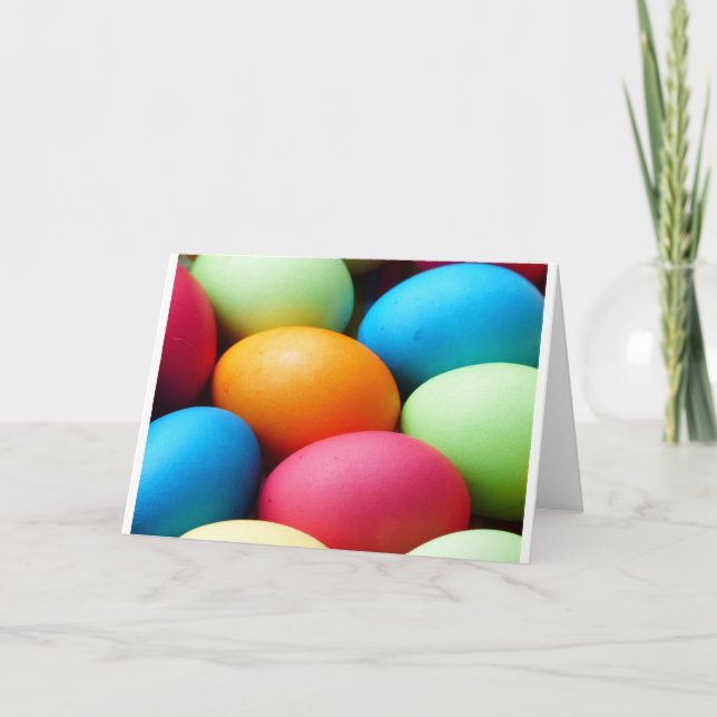 Coloured Easter Eggs, dyed, colourful Holiday Card (Front)