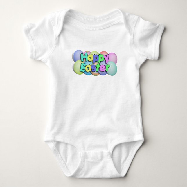 Coloured Easter Eggs - Happy Easter Baby Bodysuit (Front)