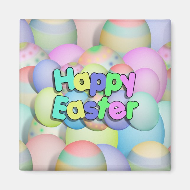 Coloured Easter Eggs - Happy Easter Magnet (Front)