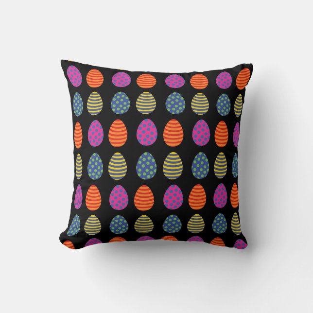 Coloured Easter Eggs Pattern Throw Pillow (Front)