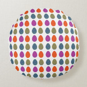 Coloured Easter Eggs Round Pillow