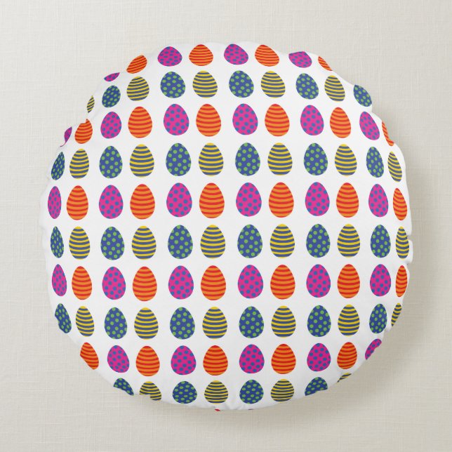 Coloured Easter Eggs Round Pillow (Front)