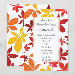 Coloured Fall Leaves Baby Shower Invitation