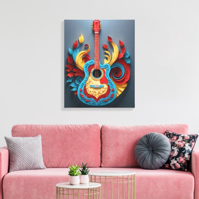  Coloured Fantasy Guitar Canvas Print (Insitu(LivingRoom))