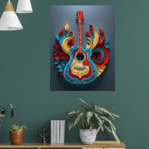  Coloured Fantasy Guitar Poster
