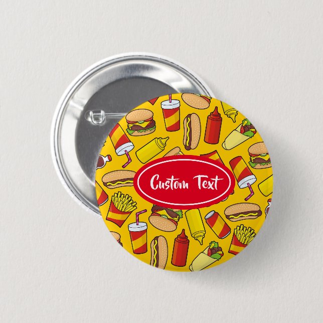 Coloured Fast Food Icons Pattern 2 Inch Round Button (Front & Back)
