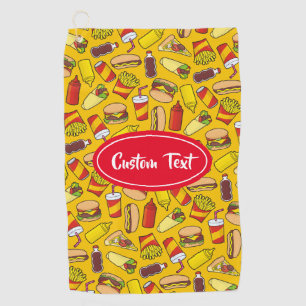 Coloured Fast Food Icons Pattern Golf Towel