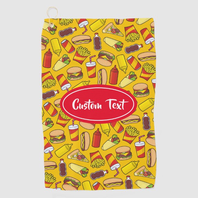 Coloured Fast Food Icons Pattern Golf Towel (Front)