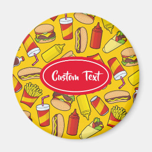 Coloured Fast Food Icons Pattern Magnet