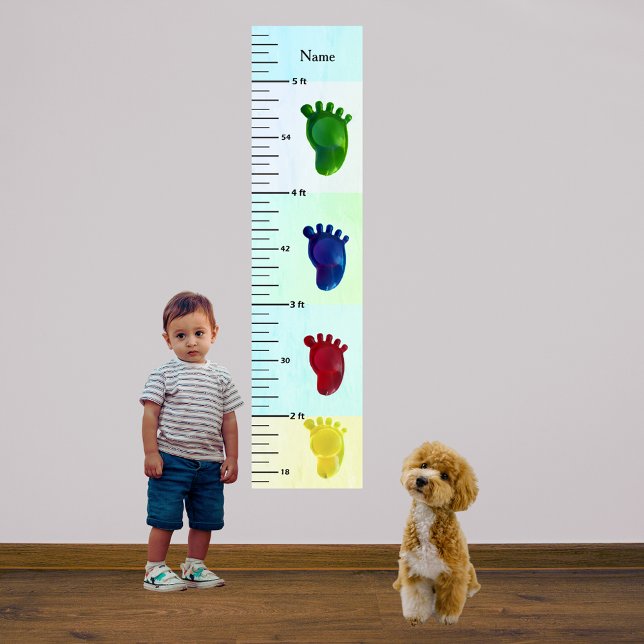 Coloured Feet Pastel Growth Chart Add Child's Name (Colored Feet Pastel Growth Chart Add Child's Name)