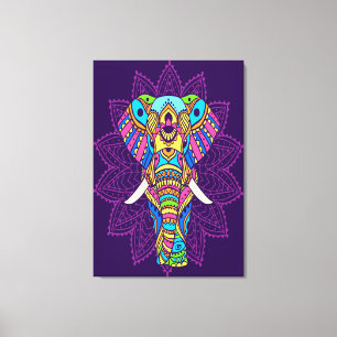 Coloured Fine Art Styled Elephant  Canvas Print