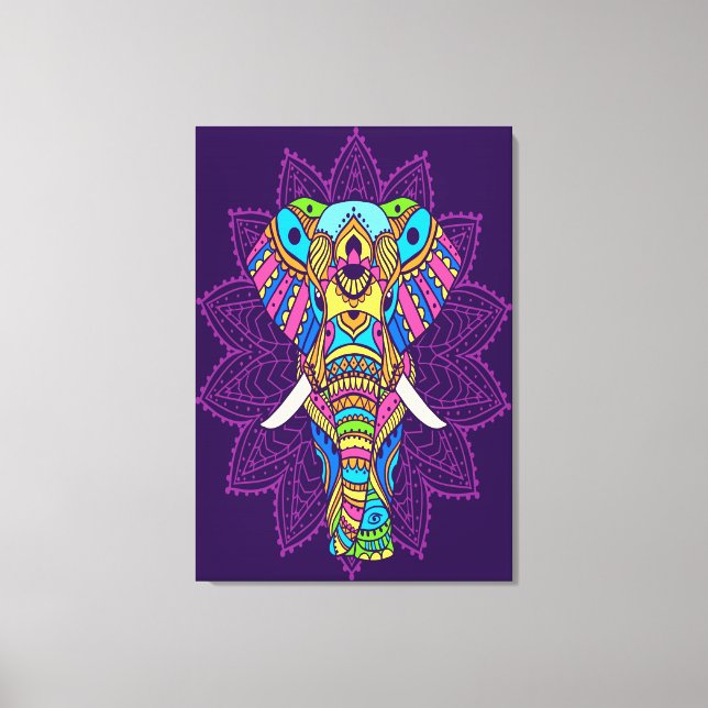 Coloured Fine Art Styled Elephant  Canvas Print (Front)