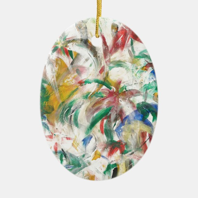 Coloured Fingerpaint Art Ceramic Ornament (Front)