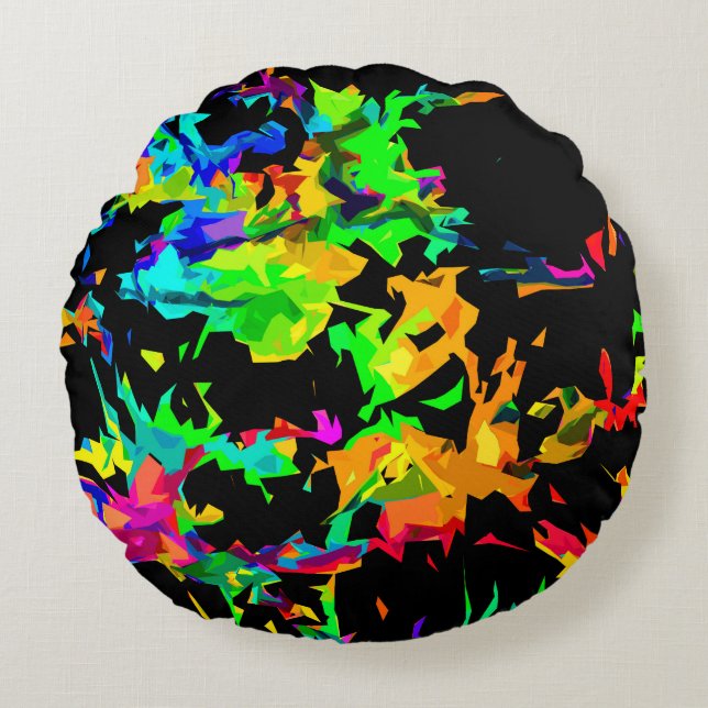Coloured flames round pillow (Front)