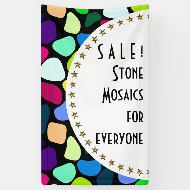 Coloured Flat Stone Mosaic I + your ideas Banner (Vertical)