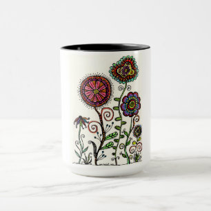 Coloured Flower Trio Original Artwork Coffee Cup