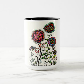 Coloured Flower Trio Original Artwork Coffee Cup
