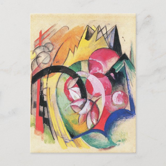Coloured Flowers (aka Abstract Forms) by Franz Mar Postcard (Front)