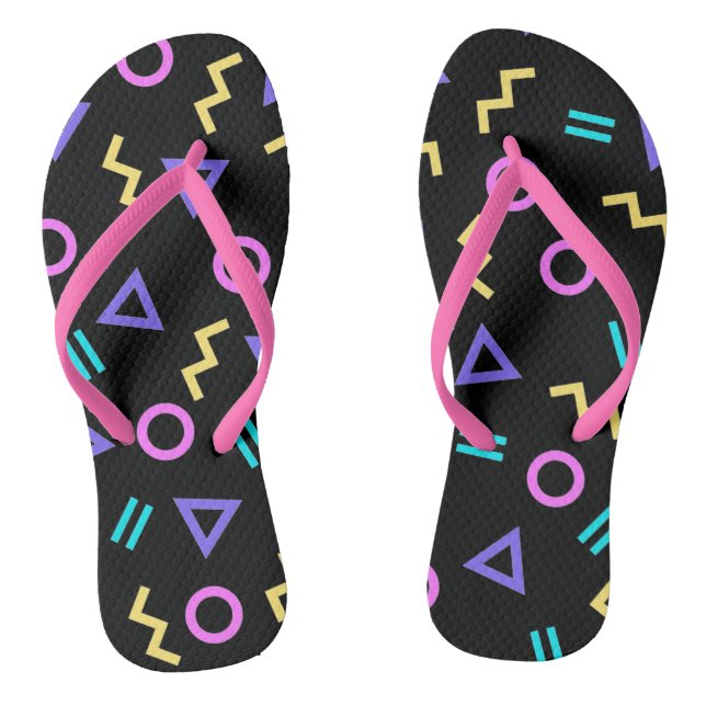 Coloured Geometric Shapes Pattern Flip Flops (Footbed)
