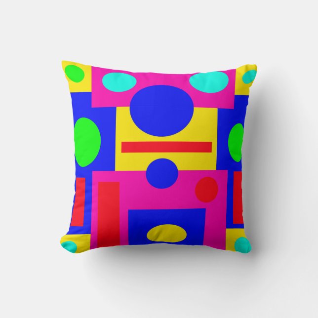 Coloured geometric shapes throw pillow (Front)
