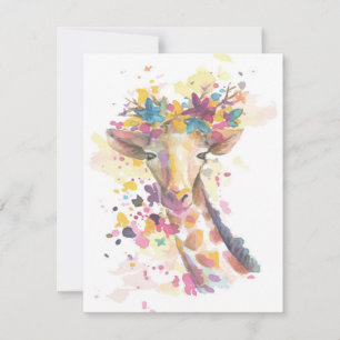 Coloured Giraffe watercolor Perfect gift Invitation