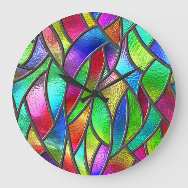 Coloured Glass Pattern 3D Texture Large Clock (Front)
