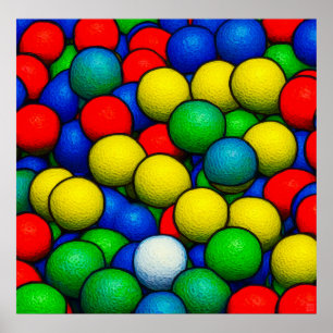 Coloured Golf Balls - Art On Canvas Print