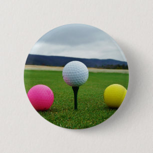 Coloured Golf Balls, mountain tee 2 Inch Round Button