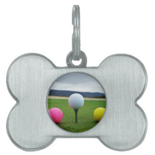 Coloured Golf Balls, mountain tee Pet ID Tag