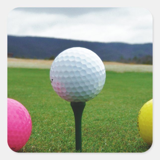Coloured Golf Balls, mountain tee Square Sticker (Front)