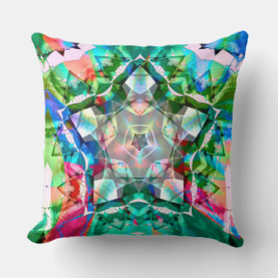 Coloured green virtual stars with neon shades throw pillow
