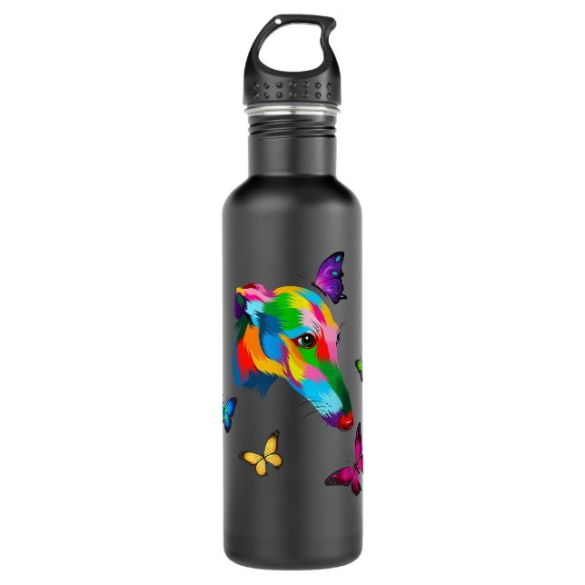 coloured Greyhound colourful Greyhound butterflies 710 Ml Water Bottle (Front)