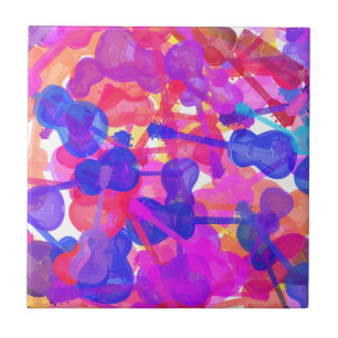 Coloured Guitar Collage Tile