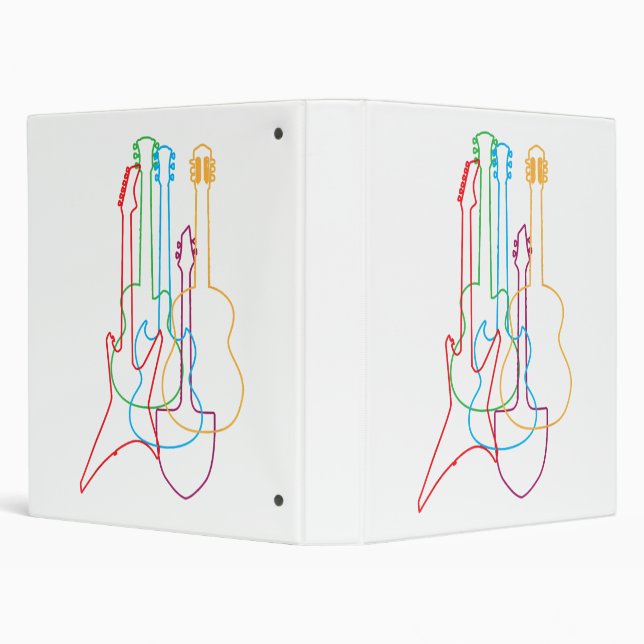 Coloured Guitars Electric Acoustic Classical Gift  Binder (Background)