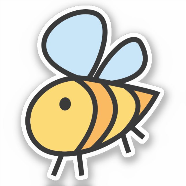 Coloured Hand Drawn Bee Custom-Cut Vinyl Sticker (Front)
