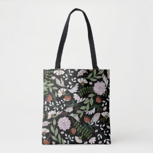 Coloured hand painted seamless pattern with flower tote bag