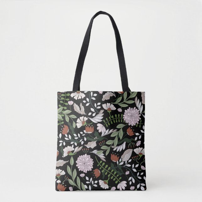 Coloured hand painted seamless pattern with flower tote bag (Front)