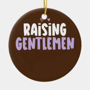 Coloured Heart Funny Raising Gentlemen Saying Ceramic Ornament