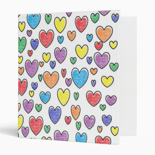 Coloured Hearts 3 Ring Binder