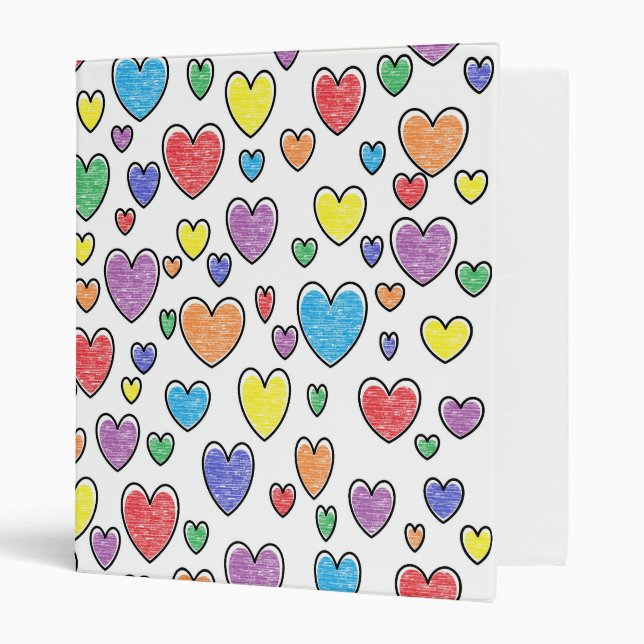 Coloured Hearts 3 Ring Binder (Front/Inside)