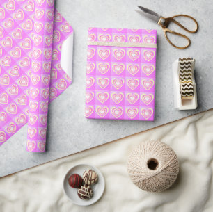Coloured Hearts Art Pink Yellow Elegant Small Moti Wrapping Paper
