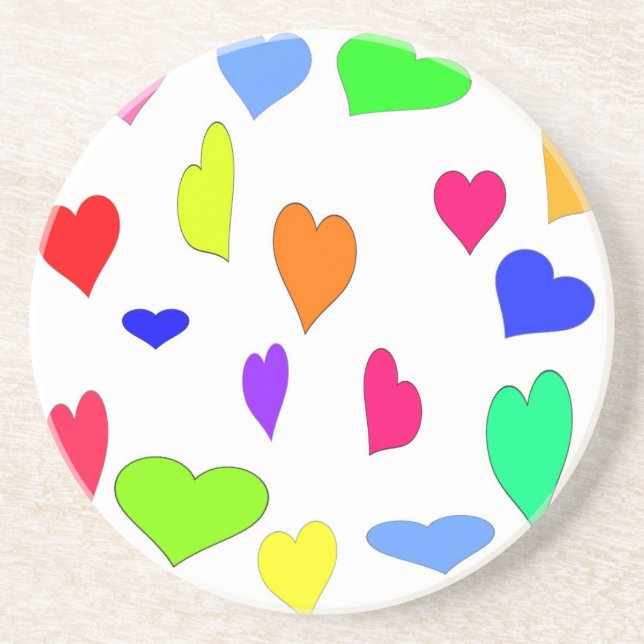 Coloured Hearts Coaster (Front)