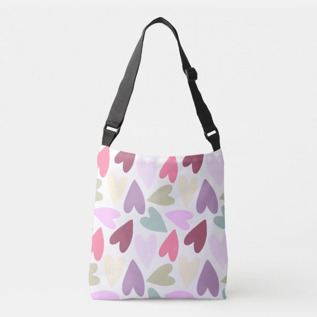 Coloured Hearts  Crossbody Bag (Front)
