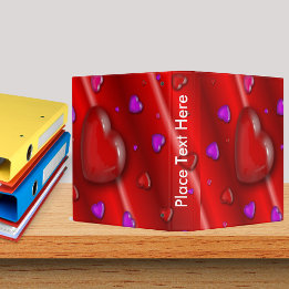 Coloured Hearts in Red and Purple 3 Ring Binder