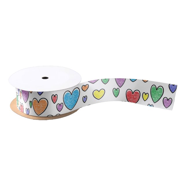Coloured Hearts Ribbon Satin Ribbon (Spool)